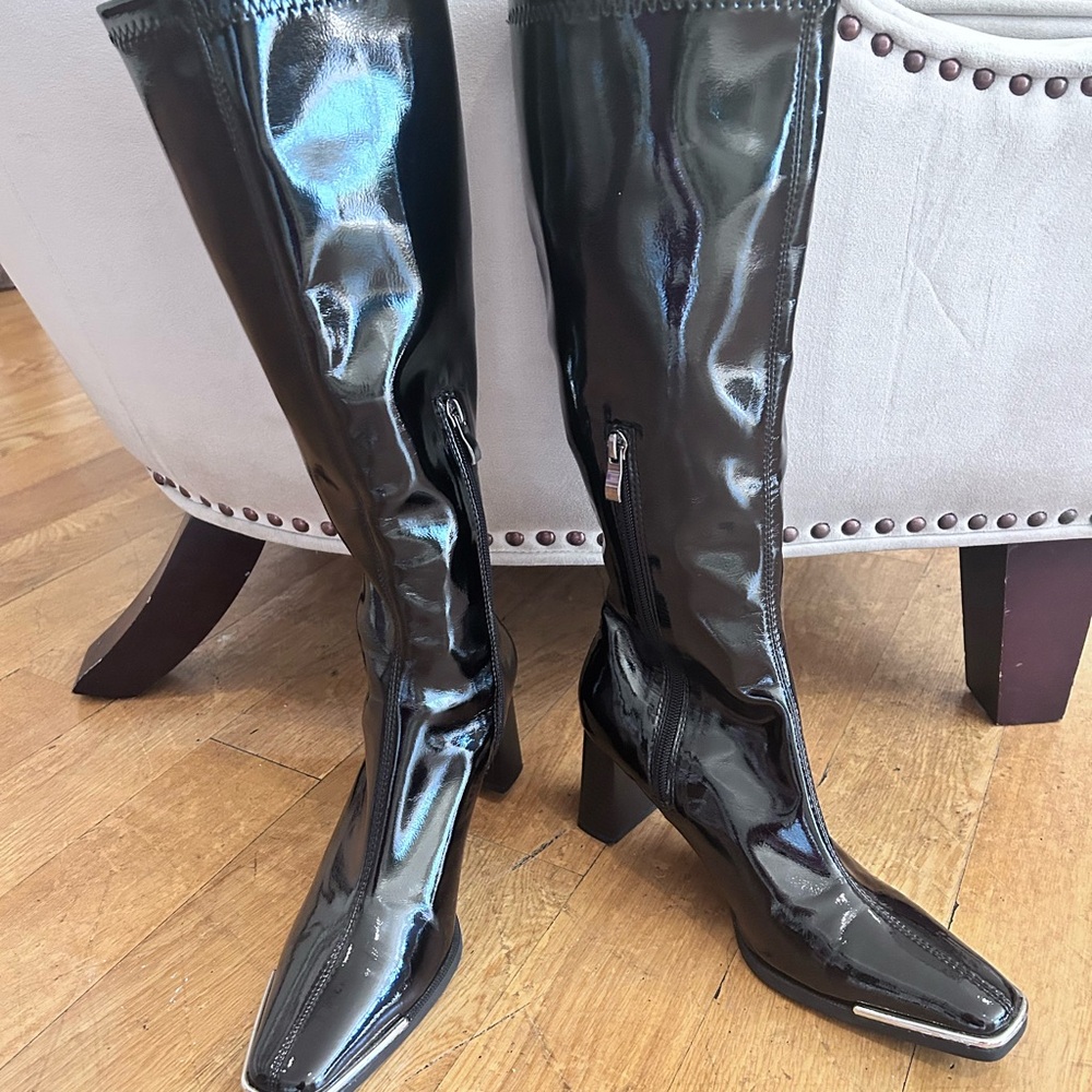 Brand new patent  Black Heeled Boots
